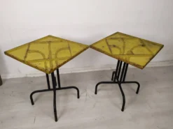 Table bistrot métal perforé vintage