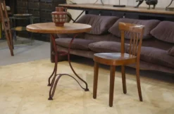 Table bistrot patinée plateau en chêne 1950’s
