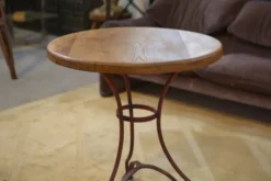 Table bistrot patinée plateau en chêne 1950’s