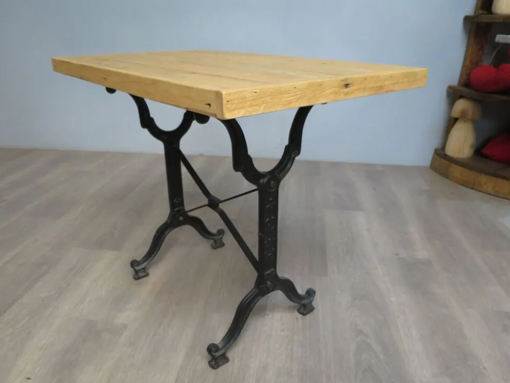 table bistrot piétement métal plateau rustique