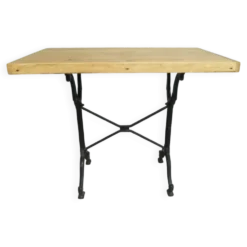 table bistrot piétement métal plateau rustique