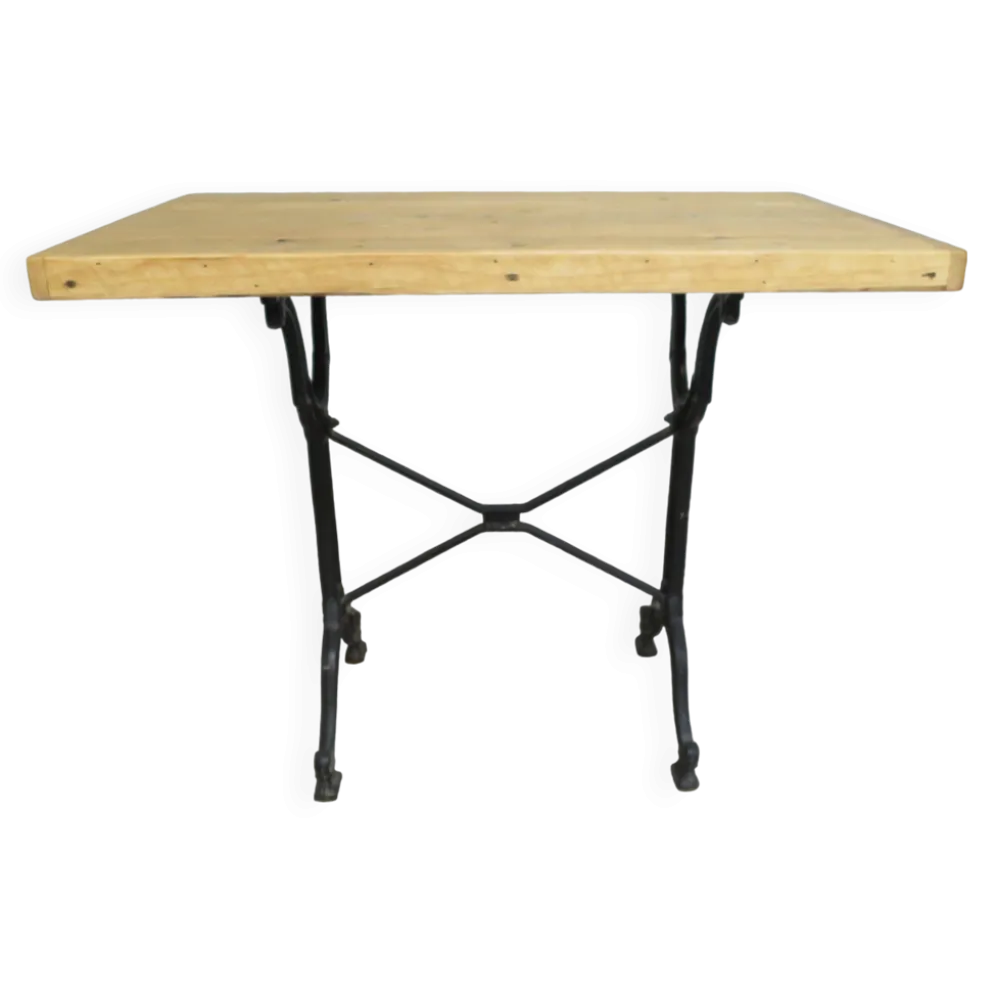 table bistrot piétement métal plateau rustique