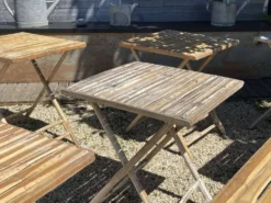 Table bistrot pliable en bambou des années 1990