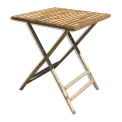 Table bistrot pliable en bambou des années 1990