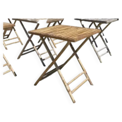 Table bistrot pliable en bambou des années 1990