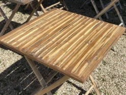Table bistrot pliable en bambou des années 1990