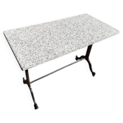 Table bistrot rectangulaire Piètement en Fonte et plateau en Terrazzo vinta