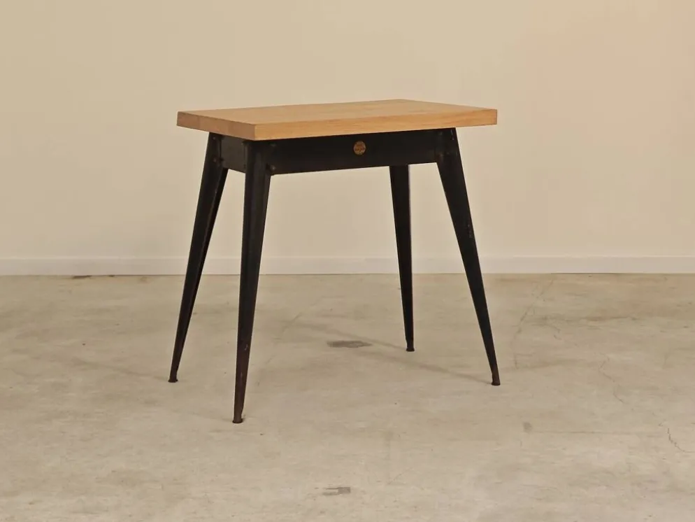 Table bistrot tolix T55 plateau chêne massif