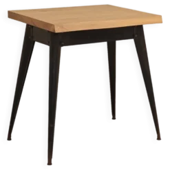 Table bistrot tolix T55 plateau chêne massif