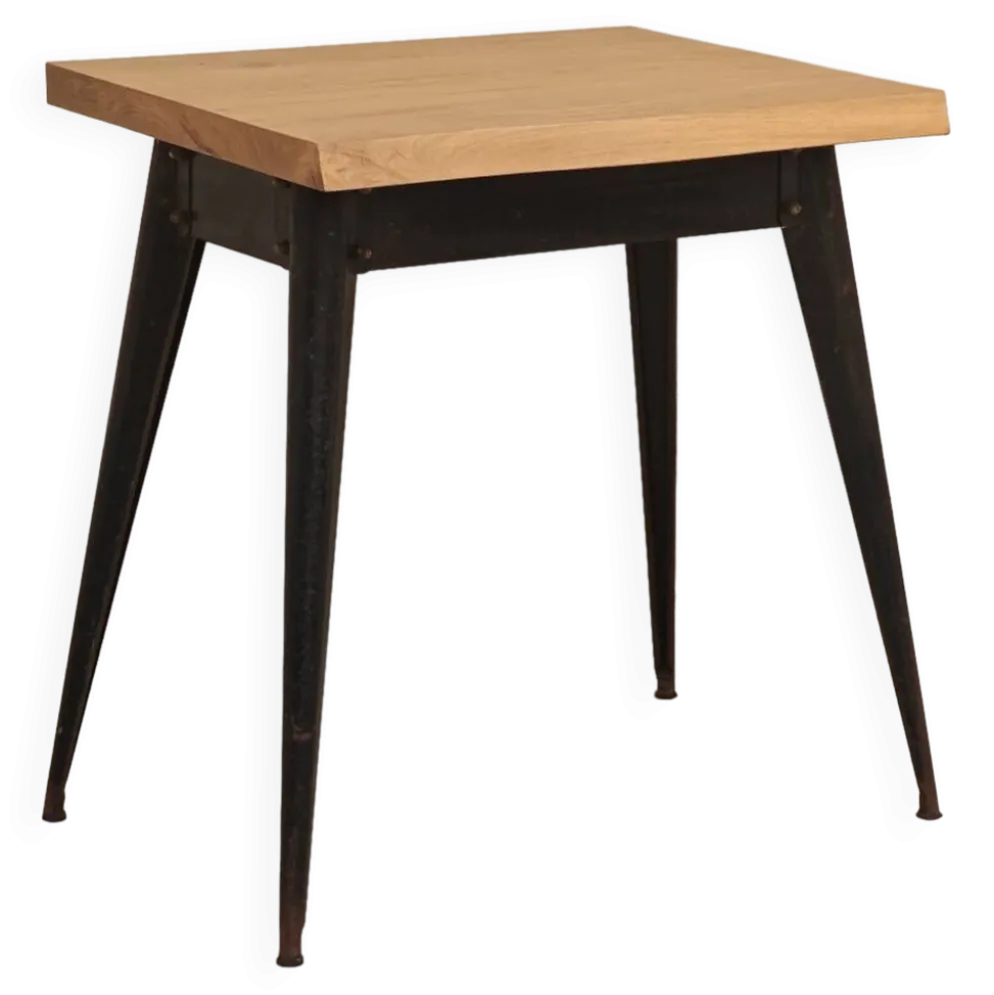 Table bistrot tolix T55 plateau chêne massif
