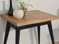 Table bistrot tolix T55 plateau chêne massif