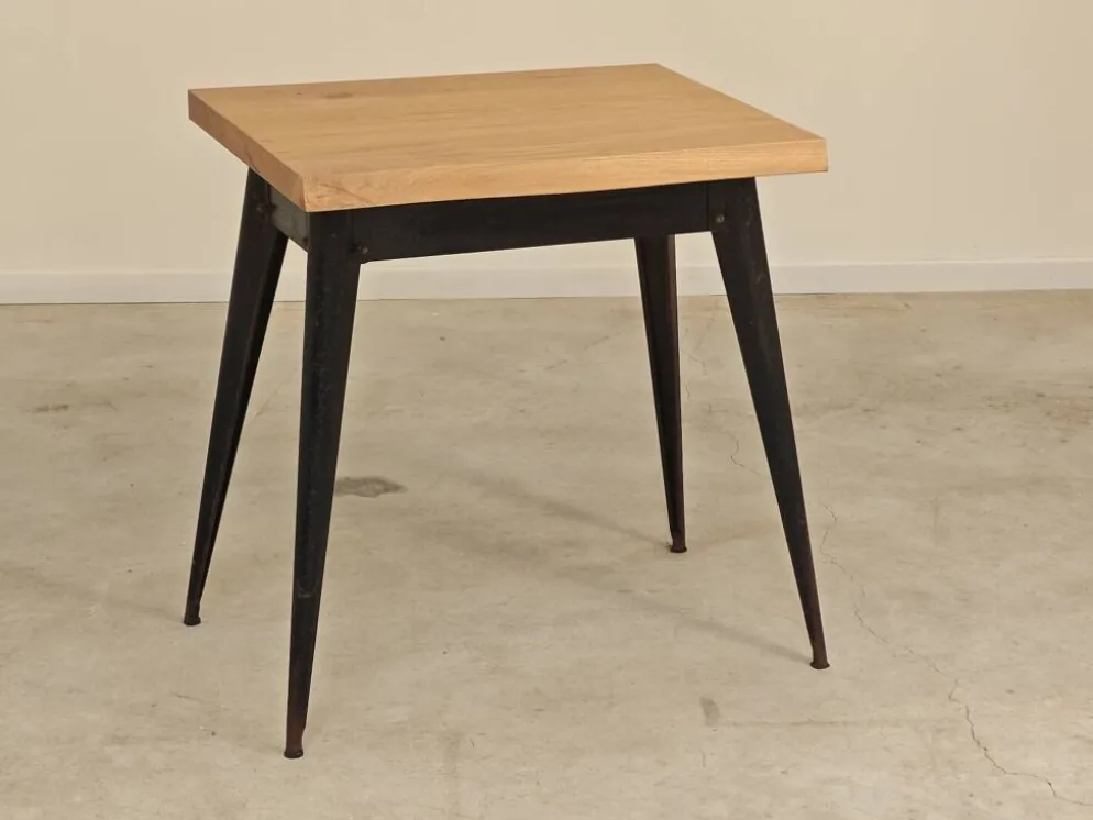 Table bistrot tolix T55 plateau chêne massif