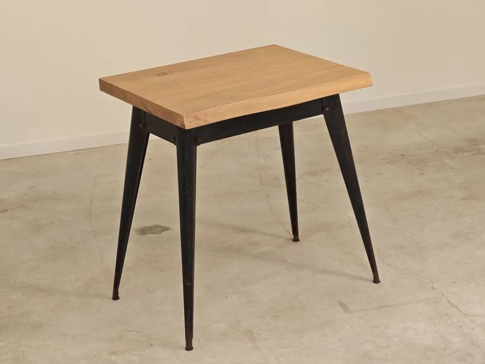 Table bistrot tolix T55 plateau chêne massif