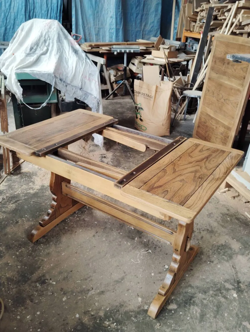 Table bistrot vintage anglaise à rallonges