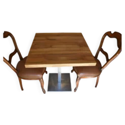 Table bois massif pied inox