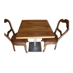 Table bois massif pied inox