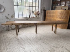 Table brutaliste art populaire XXL 3m5/4m pin et chêne