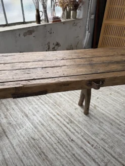 Table brutaliste art populaire XXL 3m5/4m pin et chêne