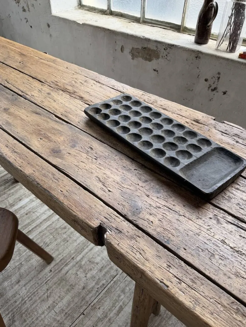 Table brutaliste art populaire XXL 3m5/4m pin et chêne