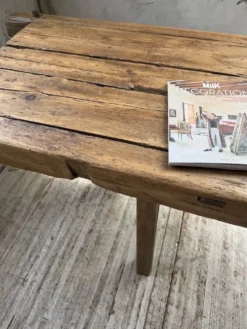 Table brutaliste art populaire XXL 3m5/4m pin et chêne