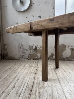 Table brutaliste art populaire XXL 3m5/4m pin et chêne