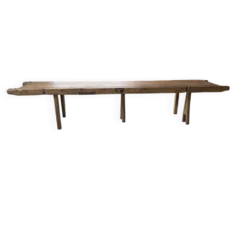 Table brutaliste art populaire XXL 3m5/4m pin et chêne