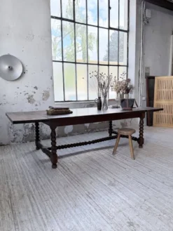 Table chêne massif 1900 style drapière XL 280cm avec allonges