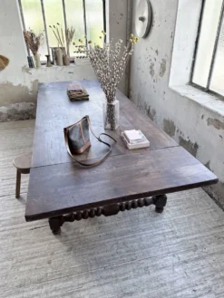 Table chêne massif 1900 style drapière XL 280cm avec allonges