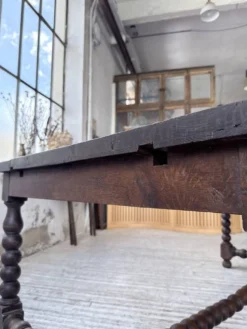 Table chêne massif 1900 style drapière XL 280cm avec allonges
