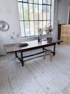 Table chêne massif 1900 style drapière XL 280cm avec allonges