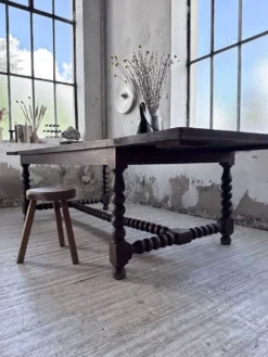 Table chêne massif 1900 style drapière XL 280cm avec allonges
