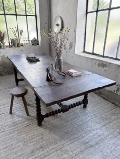 Table chêne massif 1900 style drapière XL 280cm avec allonges