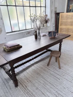 Table chêne massif 1900 style drapière XL 280cm avec allonges