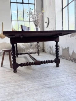 Table chêne massif 1900 style drapière XL 280cm avec allonges