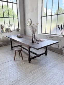 Table chêne massif 1900 style drapière XL 280cm avec allonges