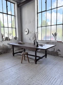 Table chêne massif 1900 style drapière XL 280cm avec allonges