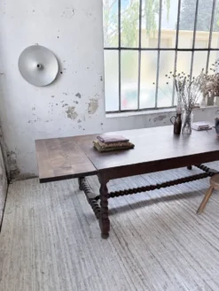 Table chêne massif 1900 style drapière XL 280cm avec allonges