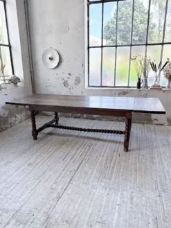 Table chêne massif 1900 style drapière XL 280cm avec allonges