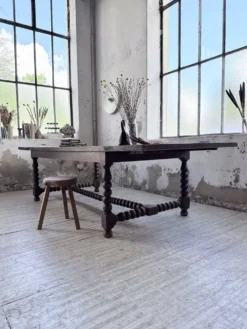Table chêne massif 1900 style drapière XL 280cm avec allonges