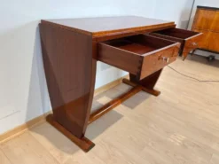 Table console Art Déco en racines de thuya, bouleau et argent, France, 1925