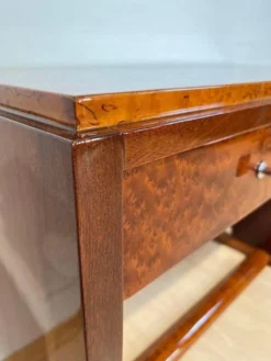 Table console Art Déco en racines de thuya, bouleau et argent, France, 1925