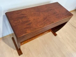 Table console Art Déco en racines de thuya, bouleau et argent, France, 1925