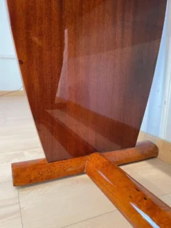 Table console Art Déco en racines de thuya, bouleau et argent, France, 1925