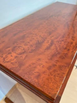 Table console Art Déco en racines de thuya, bouleau et argent, France, 1925