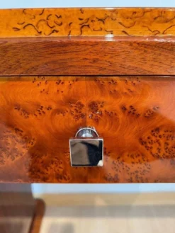 Table console Art Déco en racines de thuya, bouleau et argent, France, 1925