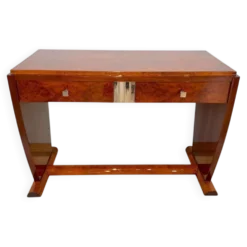 Table console Art Déco en racines de thuya, bouleau et argent, France, 1925