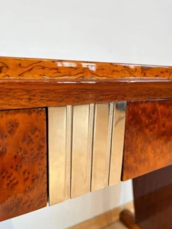 Table console Art Déco en racines de thuya, bouleau et argent, France, 1925