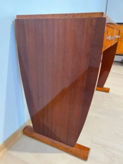 Table console Art Déco en racines de thuya, bouleau et argent, France, 1925
