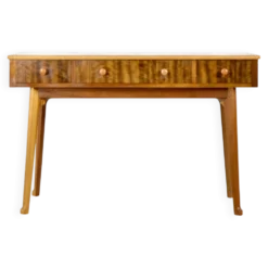 Table console / bureau en noyer du milieu du siècle par Morris de Glasgow. Vintage