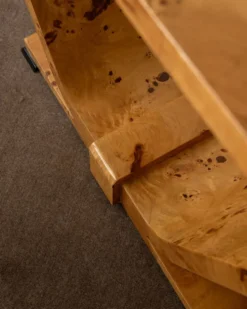 Table console en burl de revival Art Déco, années 1980-1990